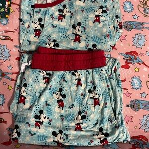 Little Sleepies Mickey Mouse Pajama Set - Light Blue and Red
